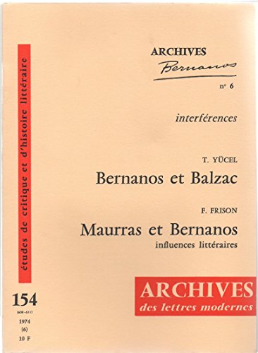 Stock image for Bernanos et Balzac [Broch] T. Ycel - F. Frison for sale by Au bon livre