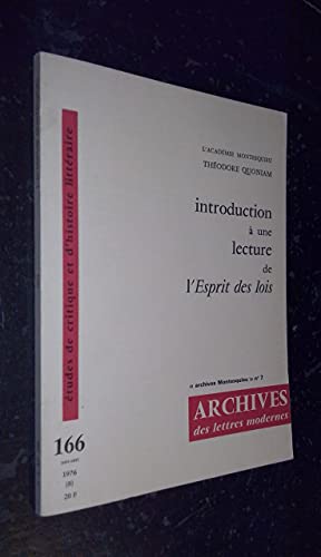 Stock image for Introduction  une lecture de "l'esprit des lois" for sale by medimops