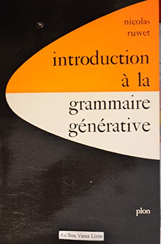 Imagen de archivo de INTROD.GRAMMAIRE GENERATIVE a la venta por medimops