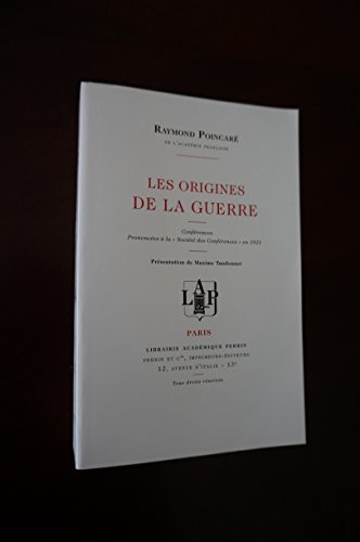 Beispielbild fr Les origines de la guerre zum Verkauf von A TOUT LIVRE