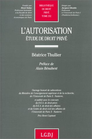 9782275002682: L'autorisation: tude de droit priv: 252