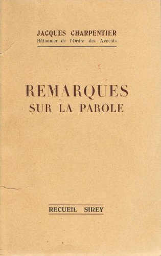 9782275017266: Remarques sur la parole