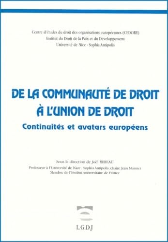 Stock image for De la communaut de droit  l'union de droit for sale by Chapitre.com : livres et presse ancienne