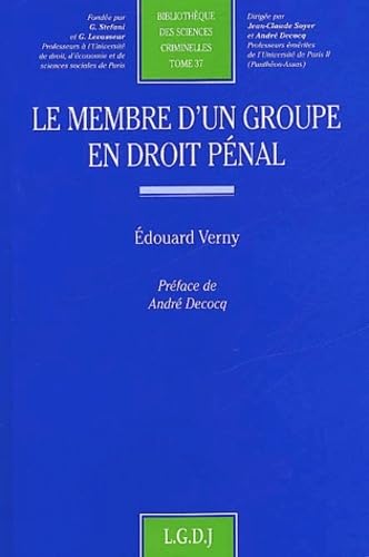 Stock image for le membre d'un groupe en droit pnal (37) for sale by Gallix