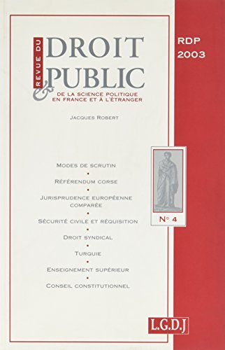 9782275023267: REVUE DU DROIT PUBLIC N 4 2003