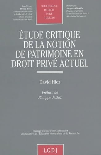 Stock image for Etude de la notion de patrimoine en droit priv actuel for sale by Revaluation Books