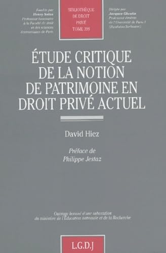 9782275023885: etude critique de la notion de patrimoine en droit priv actuel (399)