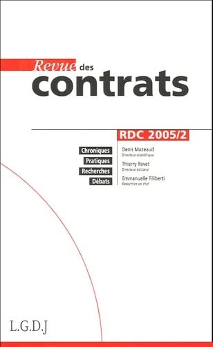 Beispielbild fr Revue des contrats, Avril 2005/2 : zum Verkauf von Revaluation Books