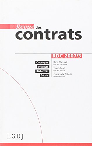 9782275027777: REVUE DES CONTRATS N 3 - 2007