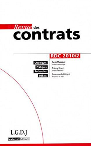 Beispielbild fr Revue des contrats, N 2, Avril 2010 : zum Verkauf von Revaluation Books