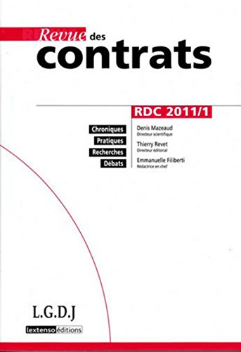 Beispielbild fr Revue des contrats, N 1, Janvier 2011 : zum Verkauf von Revaluation Books