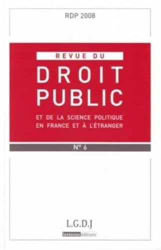 9782275032702: REVUE DE DROIT PUBLIC RDP N 6 2008