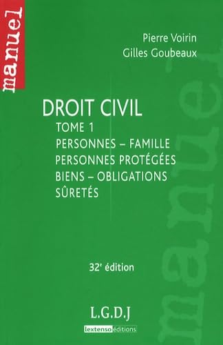 Stock image for Droit civil : Tome 1, Personnes, famille, personnes protges, biens, obligations, srets for sale by Ammareal