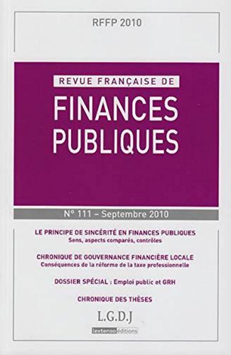 Stock image for RFFP. Revue franaise de finances publiques. N 111. 2010 Collectif for sale by BIBLIO-NET