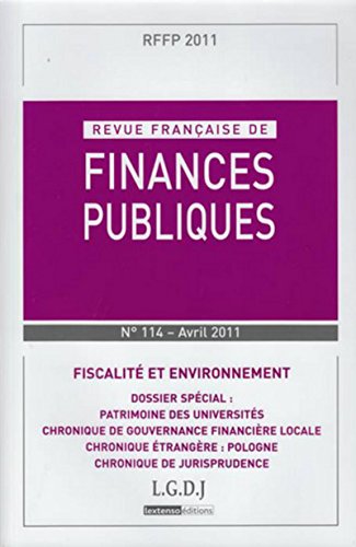 Stock image for Revue franaise de finances publiques, N 114, avril 2011 : Fiscalit et environnement for sale by Revaluation Books