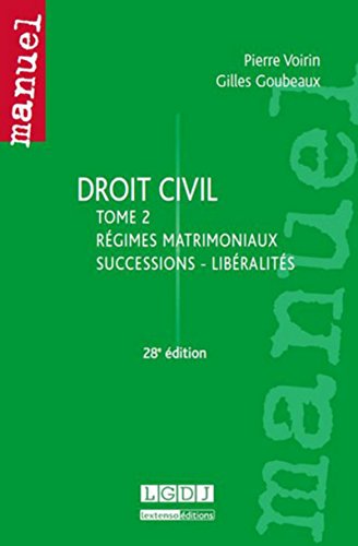 Beispielbild fr Droit civil : Tome 2, Rgimes matrimoniaux, successions, libralits zum Verkauf von medimops