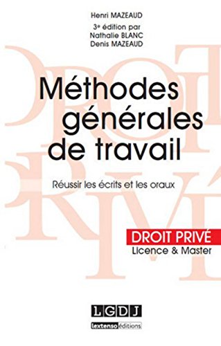 9782275044026: Mthodes gnrales de travail