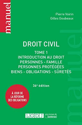 Stock image for Droit civil - T1: Introduction au droit, personnes, famille, personnes protges, biens, obligations for sale by Ammareal