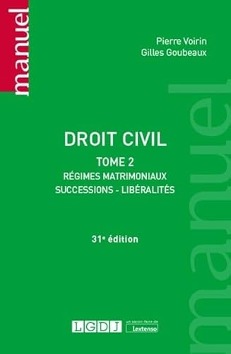 Imagen de archivo de Droit civil: Rgimes matrimoniaux, successions, libralits (2020) (Tome 2) a la venta por Ammareal