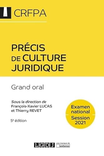 Stock image for Prcis de culture juridique: CRFPA - Examen national Session 2021 - Grand oral (2021) for sale by Ammareal