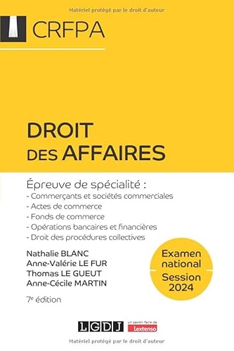Stock image for Droit des affaires - CRFPA - Examen national Session 2024 for sale by Gallix