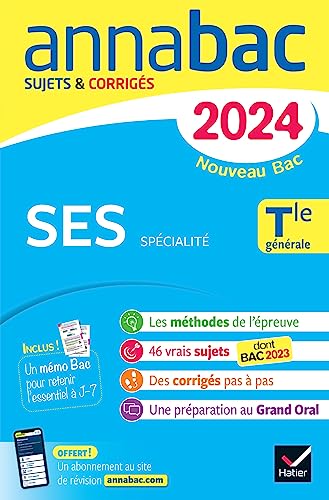 Beispielbild fr Annales du bac Annabac 2024 SES Tle générale (spécialité): sujets corrigés nouveau Bac [FRENCH LANGUAGE - Soft Cover ] zum Verkauf von booksXpress