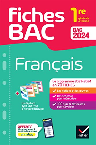 Beispielbild fr Fiches bac Franais 1re gnrale & techno Bac 2024: avec les oeuvres au programme 2023-2024 zum Verkauf von Ammareal