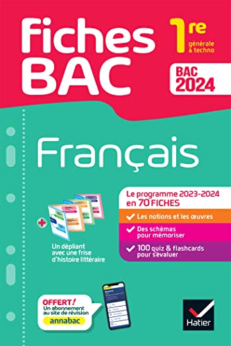 Stock image for Fiches bac Franais 1re gnrale & techno Bac 2024: avec les oeuvres au programme 2023-2024 for sale by Ammareal