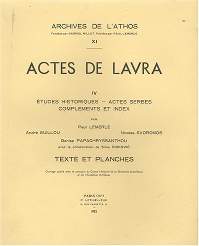 Beispielbild fr Actes de Lavra. IV zum Verkauf von ISD LLC