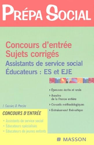 Imagen de archivo de Concours d'entre Assistants de service social - Educateurs : ES/EJE Sujets corrigs a la venta por Ammareal