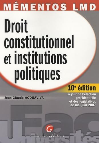 Beispielbild fr Droit constitutionnel et institutions politiques zum Verkauf von medimops