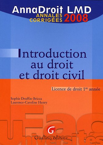 Stock image for Introduction au droit et droit civil : Annales corriges for sale by medimops