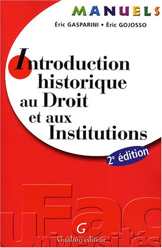 Beispielbild fr Introduction historique au Droit et aux Institutions zum Verkauf von Ammareal