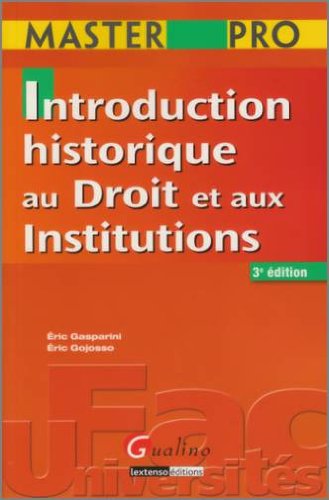 Beispielbild fr Introduction historique au droit et aux institutions zum Verkauf von Ammareal