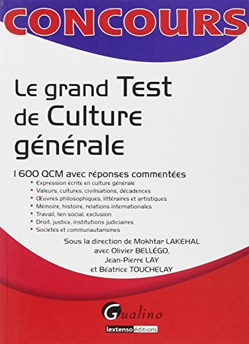 Stock image for Le grand test de culture gnrale : 1600 QCM avec rponses commentes for sale by LeLivreVert