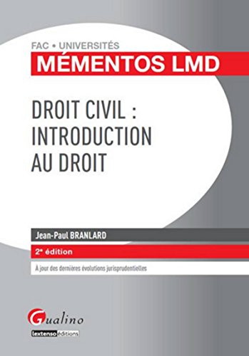 Beispielbild fr Mmentos LMD - Droit civil : introduction au droit zum Verkauf von medimops