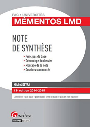 Imagen de archivo de Note de synthse a la venta por medimops