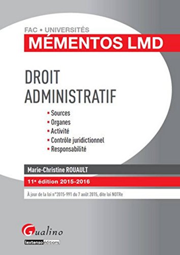 Imagen de archivo de Mmentos LMD - Droit administratif 2015-2016, 11me Ed. a la venta por Ammareal