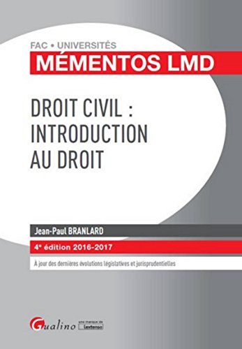 Stock image for Mmentos LMD - Droit civil : Introduction au droit, 4me Ed. for sale by Ammareal
