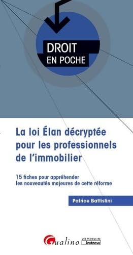 Stock image for LA LOI ELAN DECRYPTEE POUR LES PROFESSIONNELS DE L IMMOBILIER: 15 FICHES POUR APPREHENDER LES NOUVEAUTES MAJEURES DE CETTE REFORME for sale by Librairie Th  la page