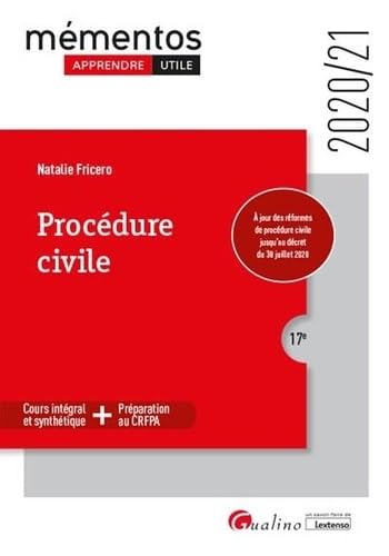 Stock image for Procdure civile:  jour des rformes de procdure civile jusqu'au dcret du 30 juillet 2020 (2020-2021) for sale by Ammareal