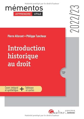 Beispielbild fr Introduction historique au droit: Cours int gral et synth tique - Tableaux et cartes zum Verkauf von WorldofBooks