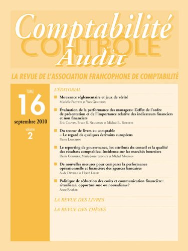 Beispielbild fr Revue Comptabilite Controle Audit Volume 2 T16 zum Verkauf von medimops