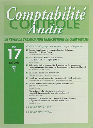 Beispielbild fr Revue Comptabilite Controle Audit T.17 Vol.1 (2011) zum Verkauf von Buchpark