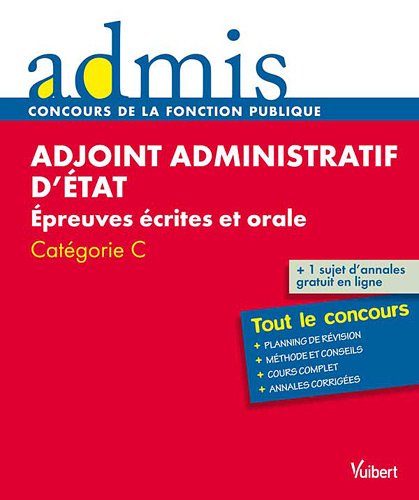 Beispielbild fr Concours adjoint administratif d'tat crit et oral catgorie C zum Verkauf von Ammareal