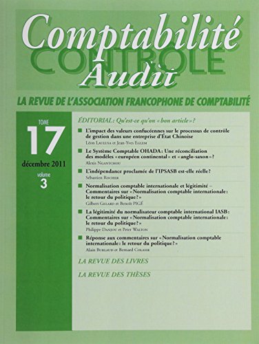 Beispielbild fr Revue Comptabilite Controle Audit Volume 3 Tome 17 zum Verkauf von Ammareal