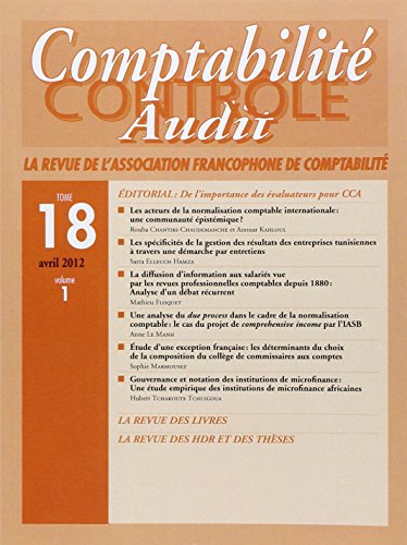 Beispielbild fr Revue comptabilit contrle audit volume 18 T1 zum Verkauf von Buchpark