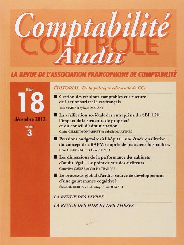 9782311009095: Revue Comptabilit, Contrle, Audit, Volume 18, Tome 3