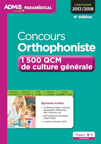 9782311201819: Concours orthophoniste: 1 500 QCM de culture gnrale