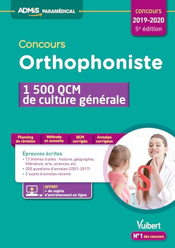 9782311205152: Concours orthophoniste: 1 500 QCM de culture gnrale
